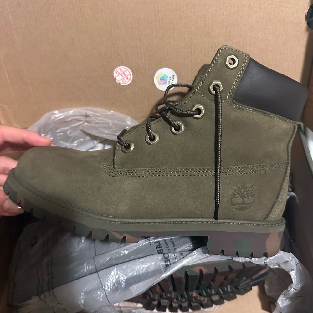 Timberland Olive Green and camp Boots Womens 6.5/7